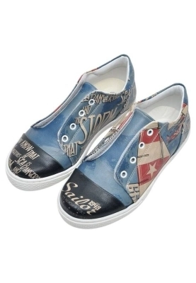 Dogo - Çocuk Vegan Deri Mavi Bağcıksız Sneakers - The Sailor Tasarım