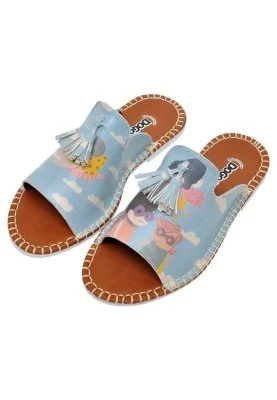 Dogo - Enfants Cuir Vegan Bleu Sandales - Superhero Girls Motif
