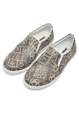 Dogo - Enfants Cuir Vegan Gris Baskets à Enfiler - Go Outside Motif