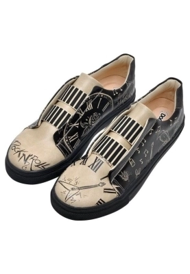 Dogo - Erkek Vegan Deri Siyah Slip On Sneakers - Rock'n Roll Queen Tasarım