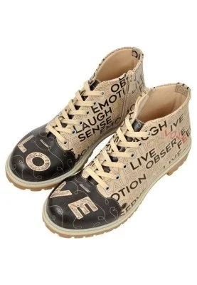 Dogo - Femme Cuir Vegan Beige Bottines Zippées - Love Motif