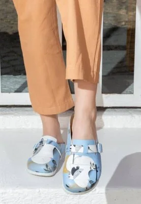 Dogo - Femme Cuir Vegan Bleu Chaussons - Deep Thought with The Deep Motif