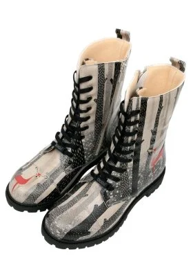 Dogo - Femme Cuir Vegan Noir Bottes Longues à Glissière - You are the Colour of My Life Motif