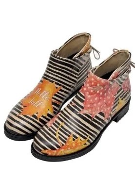 Dogo - Femme Cuir Vegan Multicolore Bottines Chelsea - Hello Fall Motif