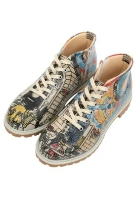 Dogo - Femme Cuir Vegan Multicolore Bottines Zippées - Cafe Heinrich Motif
