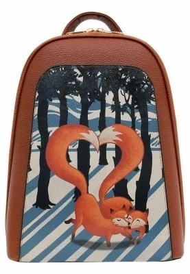 Dogo - Femme Cuir Vegan Brun Sac à dos - Cuddling Season Motif