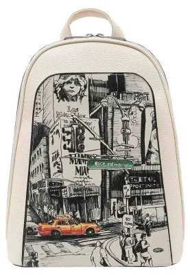 Dogo - Femme Cuir Vegan Crème Sac à dos - Broadway Motif