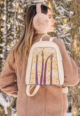 Dogo - Femme Cuir Vegan Crème Sac à dos - Sky-High Love Motif