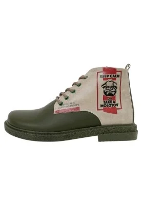 Dogo - Femme Cuir Vegan Kaki Bottines - Spectre Motif