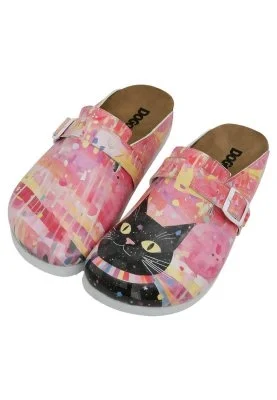 Dogo - Femme Cuir Vegan Multicolore Chaussons - Party Cat Motif