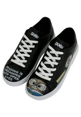 Dogo - Femme Cuir Vegan Noir Baskets - The Wise Owl Motif