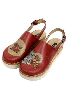 Dogo - Femme Cuir Vegan Orange Sandales Compensées - Warner Bros Tom et Jerry Motif