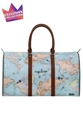Dogo - Femme Cuir Vegan Turquoise Sac de Voyage - Explore Motif
