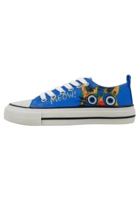 Dogo - Femme Vegan Bleu Baskets - Meow Attack Motif