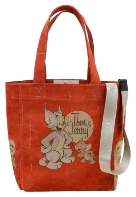 Dogo - Kadın Vegan Turuncu Large Tote Bag - Warner Bros Tom & Jerry Tasarım