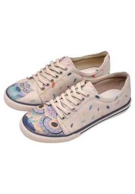 Dogo - Kadın Vegan Deri Bej Sneakers - I Never Sleep Tasarım
