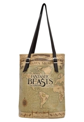 Dogo - Kadın Vegan Deri Krem Omuz Çantası - Warner Bros Mappa Mundi Fantastic Beasts Tasarım