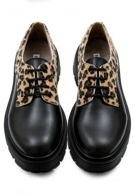 Dogo - Kadın Vegan Deri Siyah Günlük Ayakkabı - Black Leo Tasarım (1)