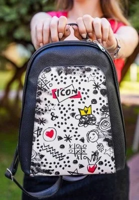 Dogo - Kadın Vegan Deri Siyah Sırt Çantası - Icon Tasarım