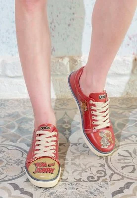 Dogo - Kadın Vegan Deri Turuncu Sneakers - Warner Bros Tom ve Jerry Tasarım