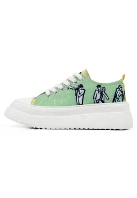 Dogo - Kadın Vegan Yeşil Kalın Taban Sneakers - The Band Tasarım