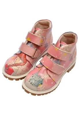 Dogo - Kids Vegan Leather Pink Boots - Fire Girl on Snow Design