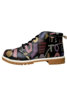 Dogo - Men Vegan Leather Black Ankle Boots - It's Good to Get Lost Design (1)