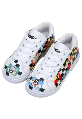 Dogo - Unisex Çocuk Vegan Deri Beyaz Sneakers - Warner Bros You're Despicable Tasarım