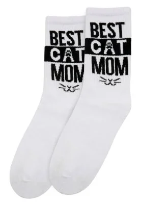 Dogo - Unisex Vegan Blanc Chaussettes - Best Cat Mom Motif