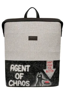 Dogo - Unisex Vegan Gri Sırt Çantası - Agent of Chaos Tasarım