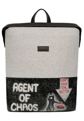 Dogo - Unisex Vegan Gri Sırt Çantası - Agent of Chaos Tasarım