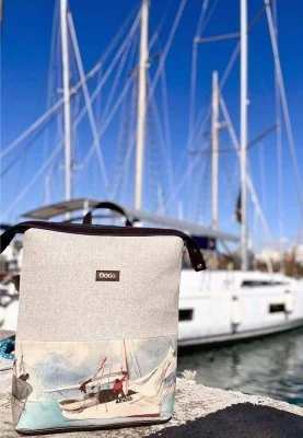 Dogo - Unisex Vegan Gris Sac à dos - Hey Sailor Motif