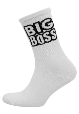 Dogo - Unisex Vegan White Socks - Big Boss Design (1)
