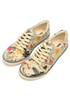 Dogo - Women Vegan Leather Beige Sneakers - I Love Summer Design