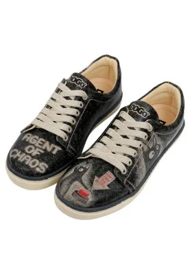 Dogo - Women Vegan Leather Black Sneakers - Agent of Chaos Design
