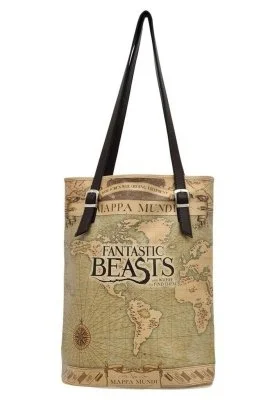 Dogo - Women Vegan Leather Cream Shoulder Bag - Warner Bros Mappa Mundi Fantastic Beasts Design