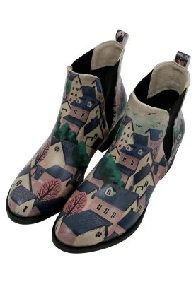 Dogo - Women Vegan Leather Multicolor Ankle Boots - Buildings Design