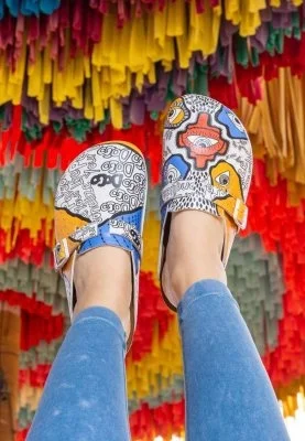 Dogo - Women Vegan Leather Multicolor Slippers - Center View Design