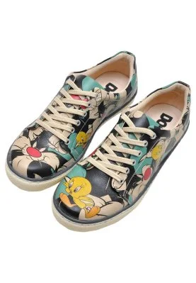 Dogo - Women Vegan Leather Multicolor Sneakers - Warner Bros Catch Me If You Can Tweety Design (1)