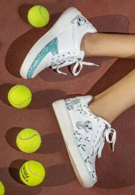 Dogo - Women Vegan Leather White Sneakers - Koala Hug Design
