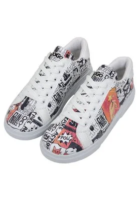 Dogo - Women Vegan Leather White Sneakers - Star Girl Design