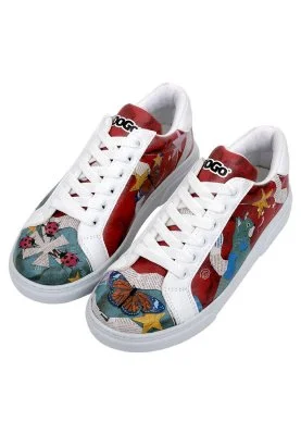 Dogo - Women Vegan Leather White Sneakers - Paper Animals Design
