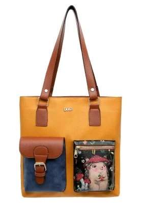 Dogo - Women Vegan Leather Yellow Shoulder Bag - Hedge Hug Design