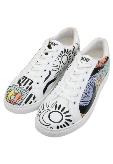 Best Buddies x Dogo Kadın Vegan Deri Beyaz Sneakers - The World Is You Tasarım - 