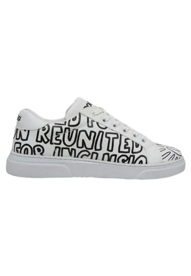 Best Buddies x Dogo Kadın Vegan Deri Beyaz Sneakers - The World Is You Tasarım - 