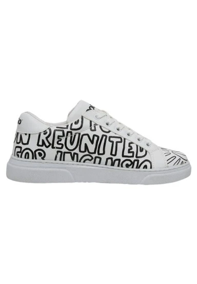 Best Buddies x Dogo Women Vegan Leather White Sneakers - The World Is You Design - 