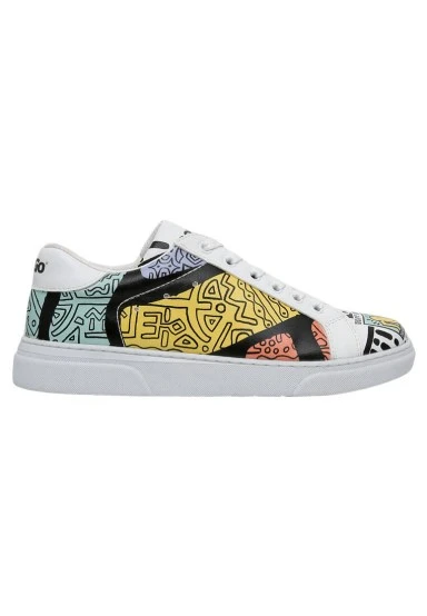 Best Buddies x Dogo Women Vegan Leather White Sneakers - The World Is You Design - 