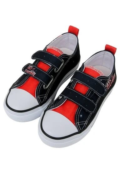 Unisex Çocuk Vegan Işıklı Cırt Cırtlı Siyah Sneakers - Paws on Taksim Tasarım - 