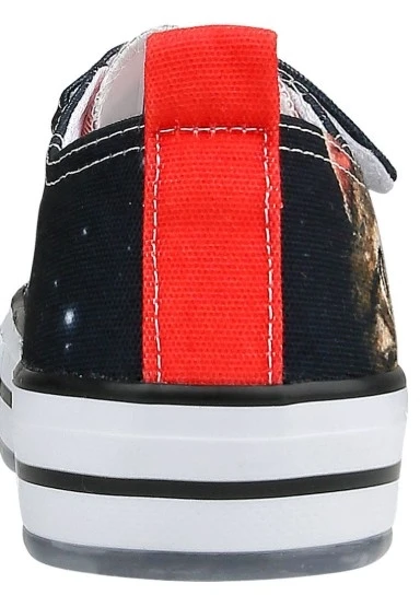 Unisex Çocuk Vegan Işıklı Cırt Cırtlı Siyah Sneakers - Paws on Taksim Tasarım - 