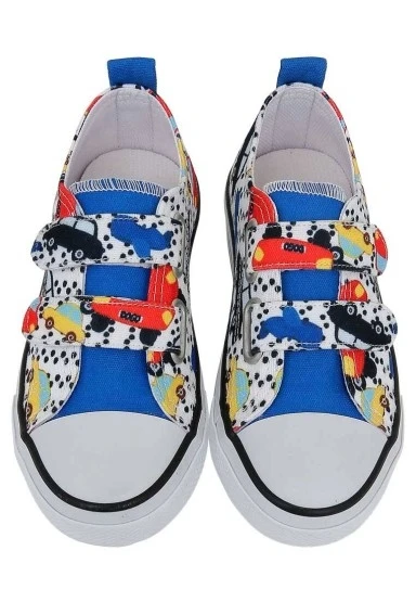 Unisex Çocuk Vegan Işıklı Cırt Cırtlı Beyaz Sneakers - Just Go Somewhere Tasarım - 